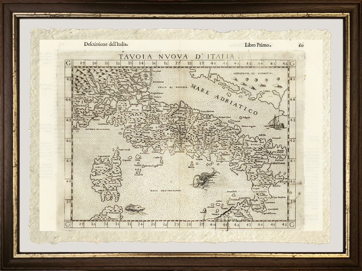 Ancient Map of Italy by Girolamo Ruscelli