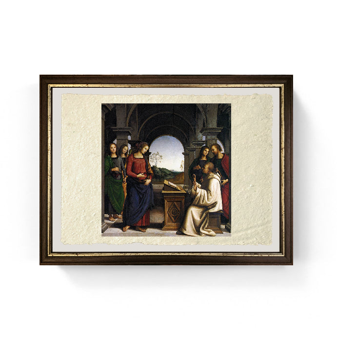 Apparizione della Vergine a san Bernardo - Perugino - Pietro Vannucci su pregiata carta Amalfi