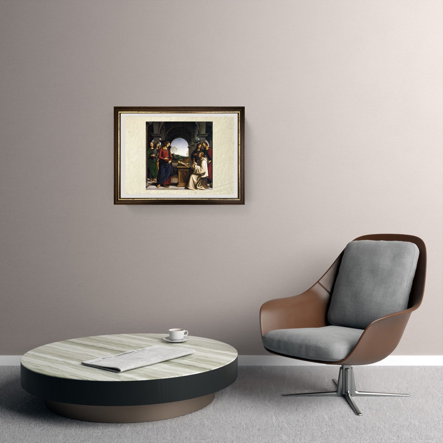 Apparizione della Vergine a san Bernardo - Perugino - Pietro Vannucci su pregiata carta Amalfi