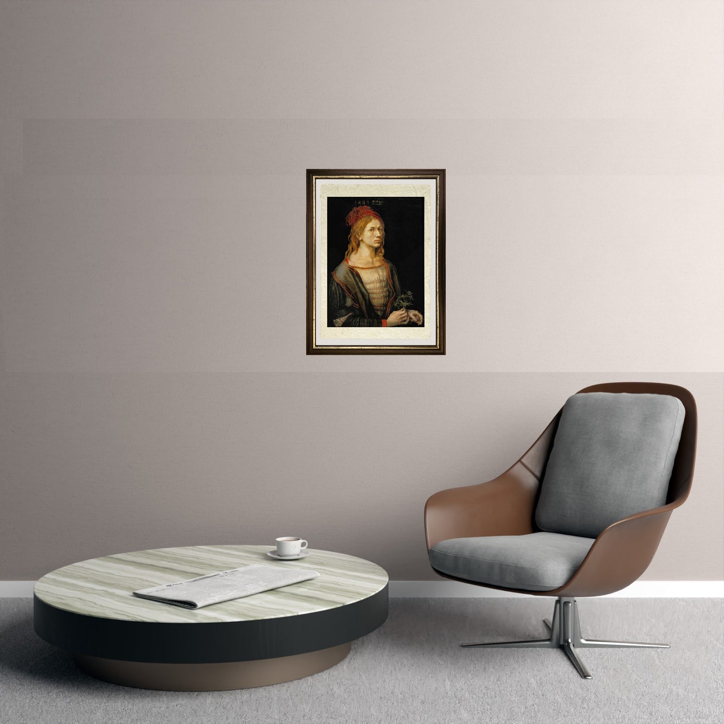 Autoritratto con fiore d'eringio - Albrecht Dürer su pregiata carta Amalfi