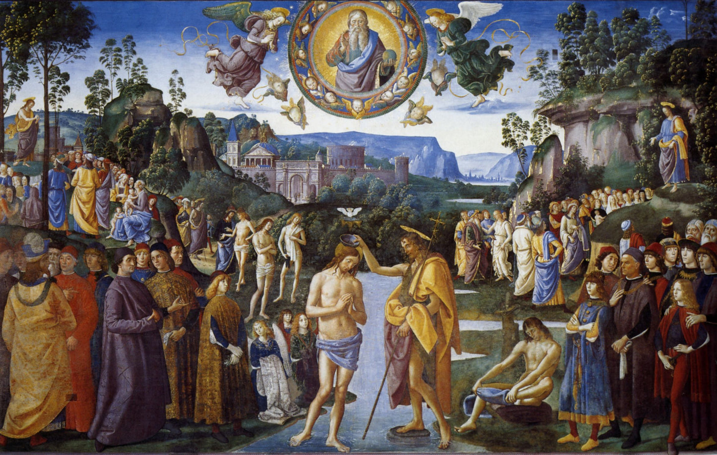 Battesimo di Cristo - Perugino - Pietro Vannucci su pregiata carta Amalfi