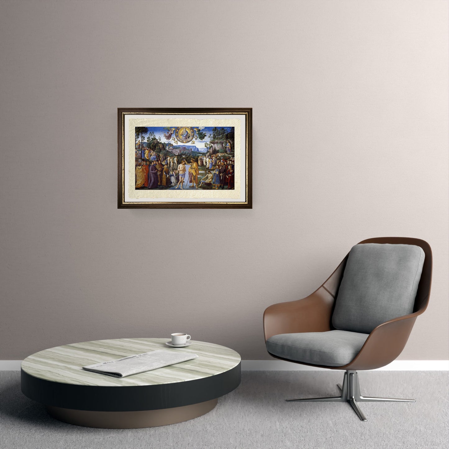 Battesimo di Cristo - Perugino - Pietro Vannucci su pregiata carta Amalfi