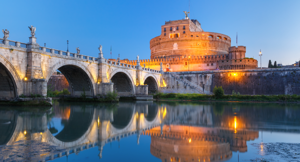 Castel Sant'Angelo reflected in the Tiber, Rome