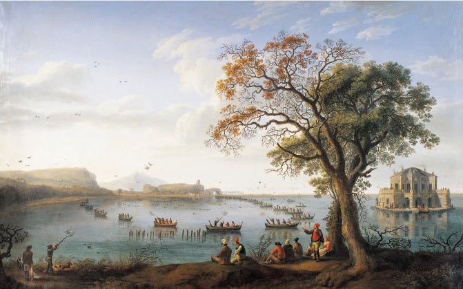 Caccia alla folaga al Lago Fusano - Jakob-Philipp Hackert