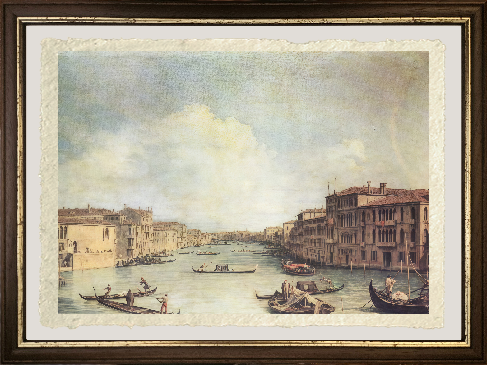 Dettaglio de Il Canal Grande di Giovanni Antonio Canal detto Canaletto su carta Amalfi