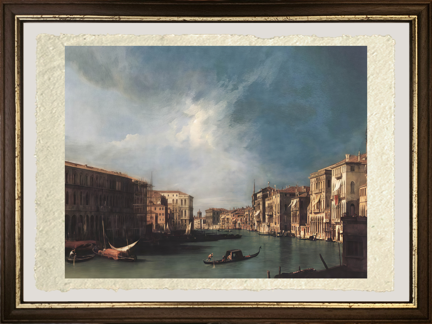 Dettaglio de Il Canal Grande dal Rialto verso nord di Giovanni Antonio Canal detto Canaletto su carta Amalfi