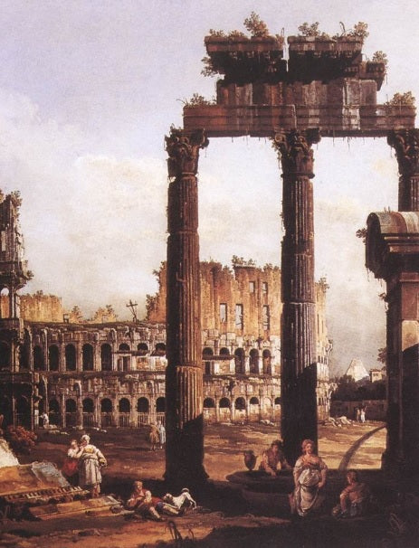 Capriccio with the Colosseum - Bernardo Bellotto