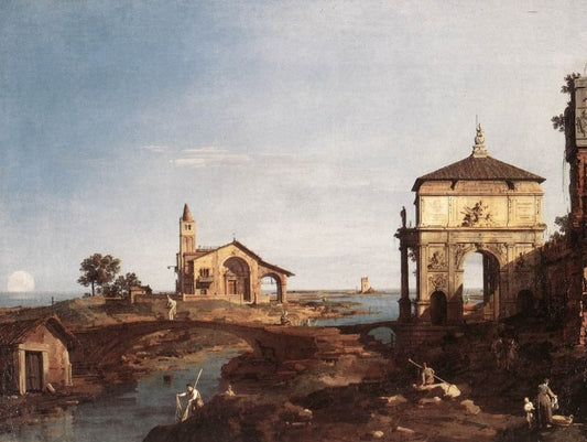Capriccio with Venetian Motifs - Giovanni Antonio Canal known as Canaletto