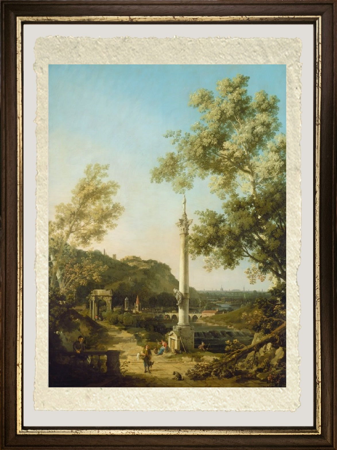 Capriccio paesaggistico inglese con una colonna - Giovanni Antonio Canal detto Canaletto
