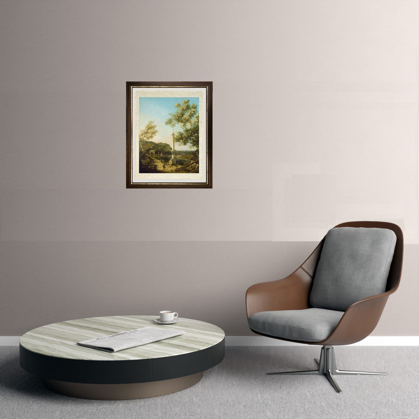 Capriccio paesaggistico inglese con una colonna - Giovanni Antonio Canal detto Canaletto