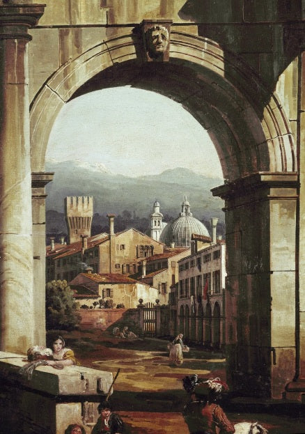 Capriccio romano con porta e mura (dettaglio) - Bernardo Bellotto