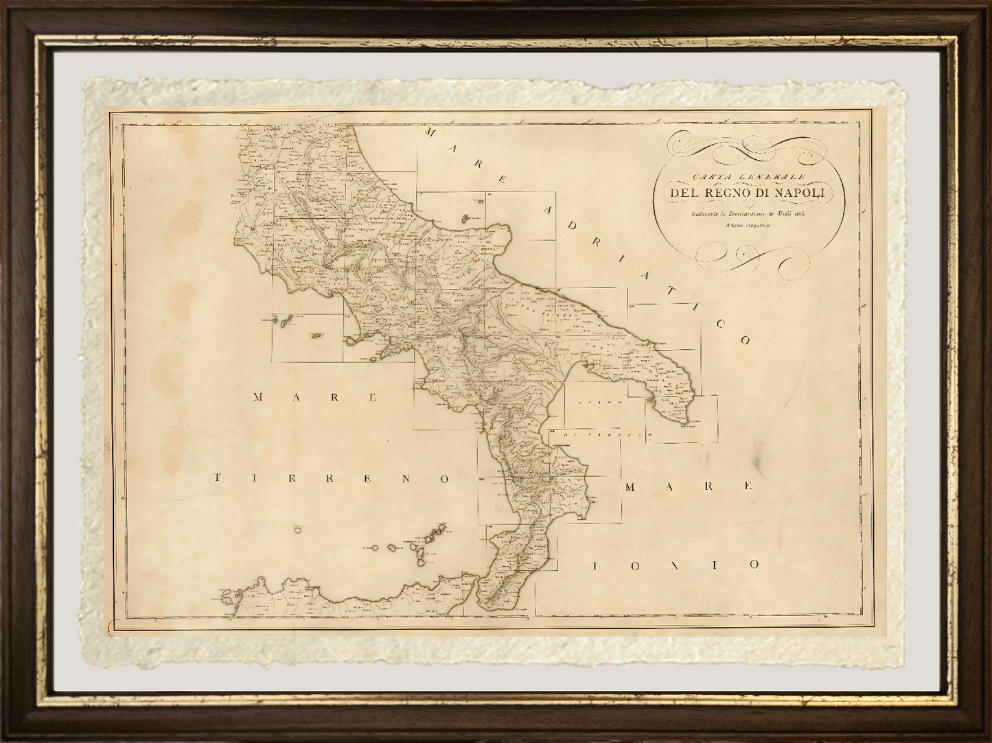General map of the Kingdom of Naples by Giovanni Antonio Rizzi-Zannoni