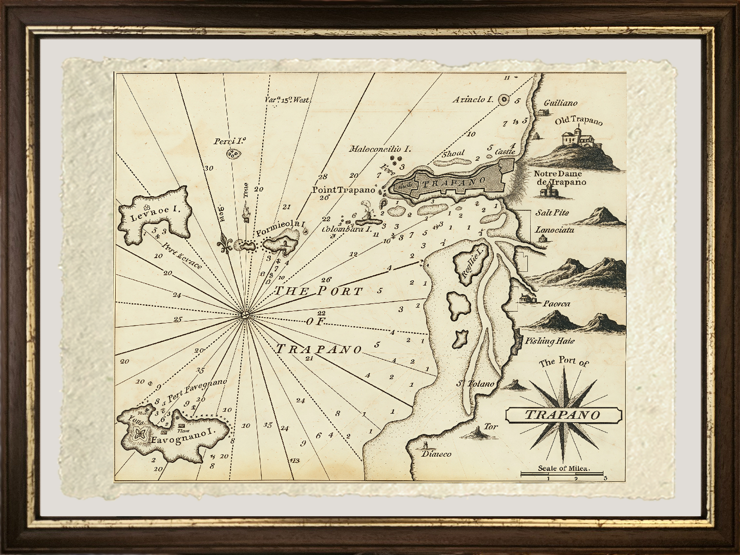 Cartina del porto di Trapani di William Heather