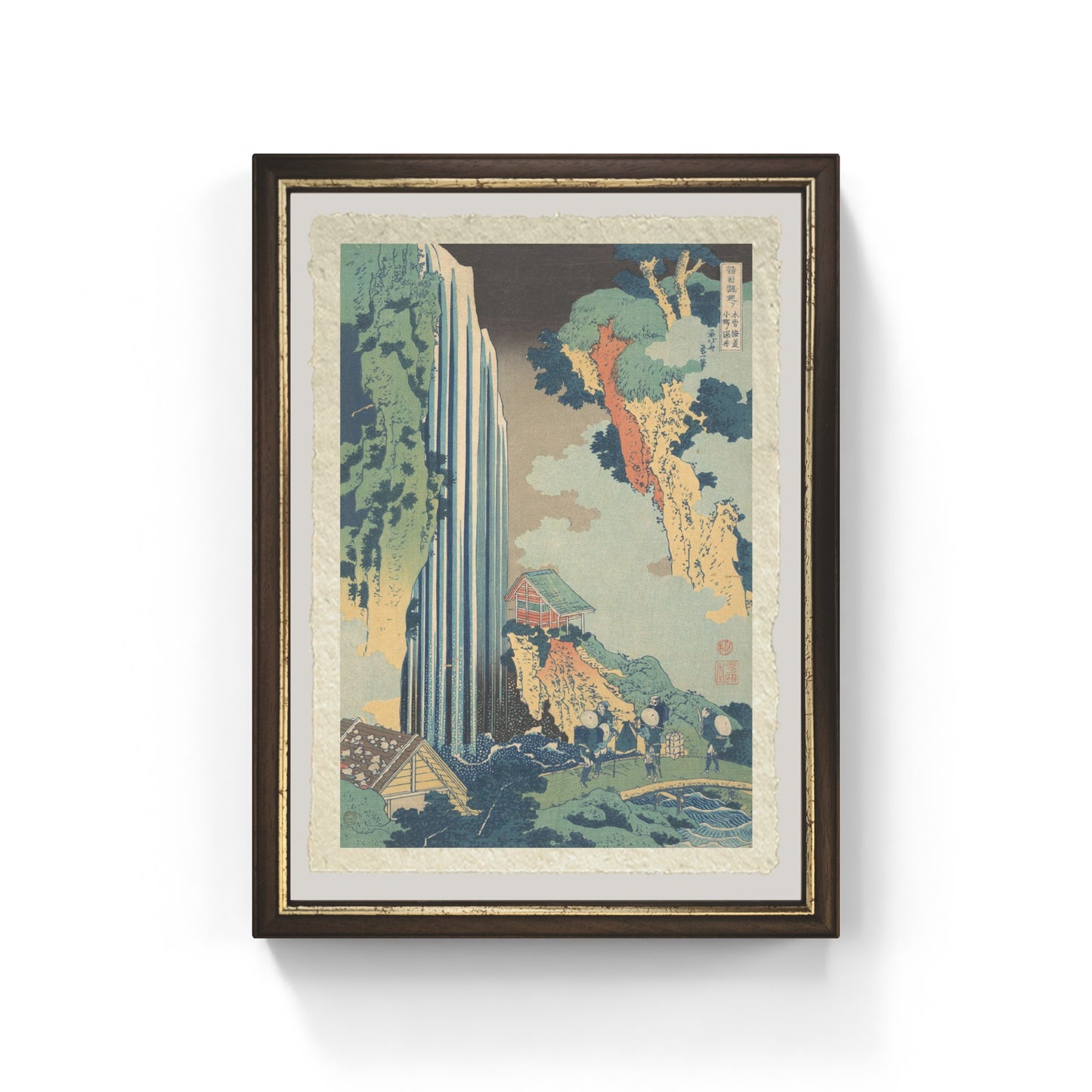 Cascata di Ono sul Kisokaido di Katsushika Hokusai riproduzione su carta Amalfi