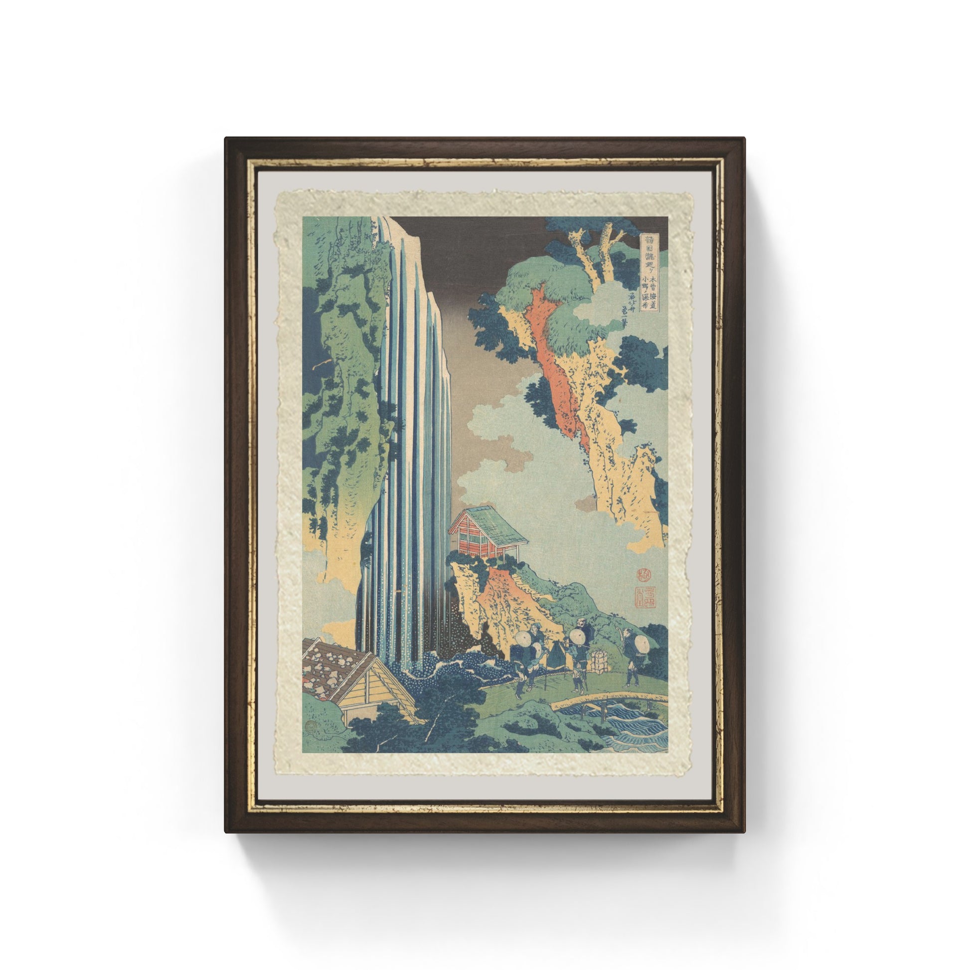 Cascata di Ono sul Kisokaido di Katsushika Hokusai riproduzione su carta Amalfi