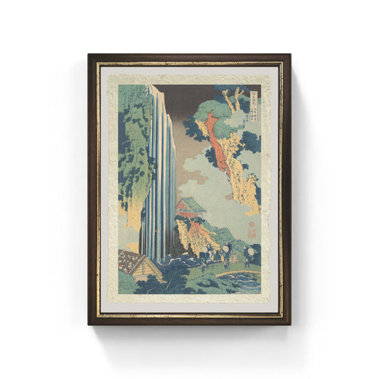 Cascata di Ono sul Kisokaido di Katsushika Hokusai riproduzione su carta Amalfi