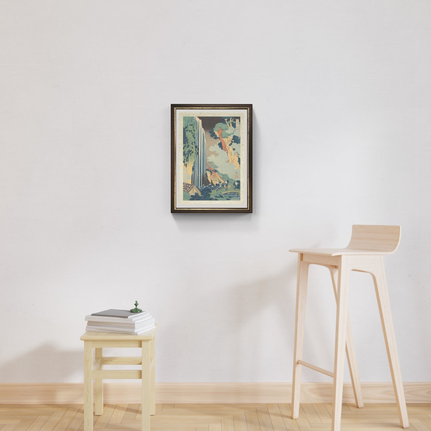 Cascata di Ono sul Kisokaido di Katsushika Hokusai su carta Amalfi appesa alla parete