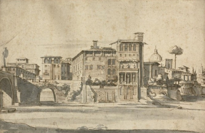 Houses on the Tiber -  Gaspare Vanvitelli - Gaspar van Wittel