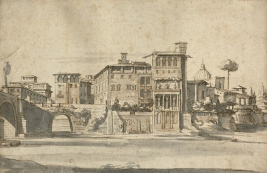Houses on the Tiber -  Gaspare Vanvitelli - Gaspar van Wittel