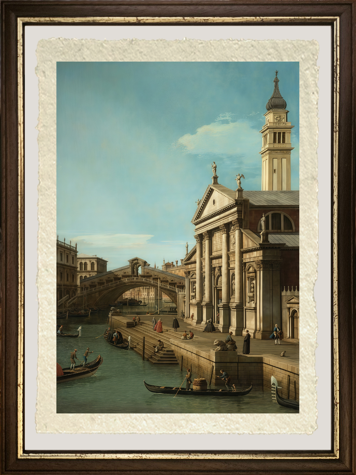 Dettaglio de La Chiesa di S. Giorgio Maggiore di Giovanni Antonio Canal detto Canaletto su carta Amalfi