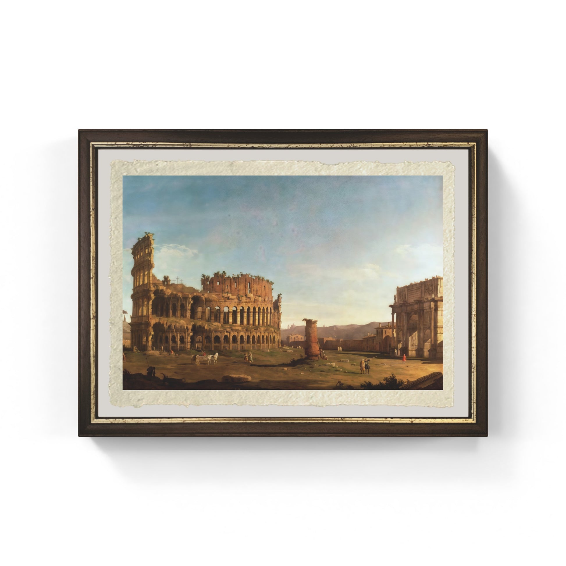 Il Colosseo e l'arco di Costantino di Giovanni Antonio Canal detto Canaletto su carta Amalfi