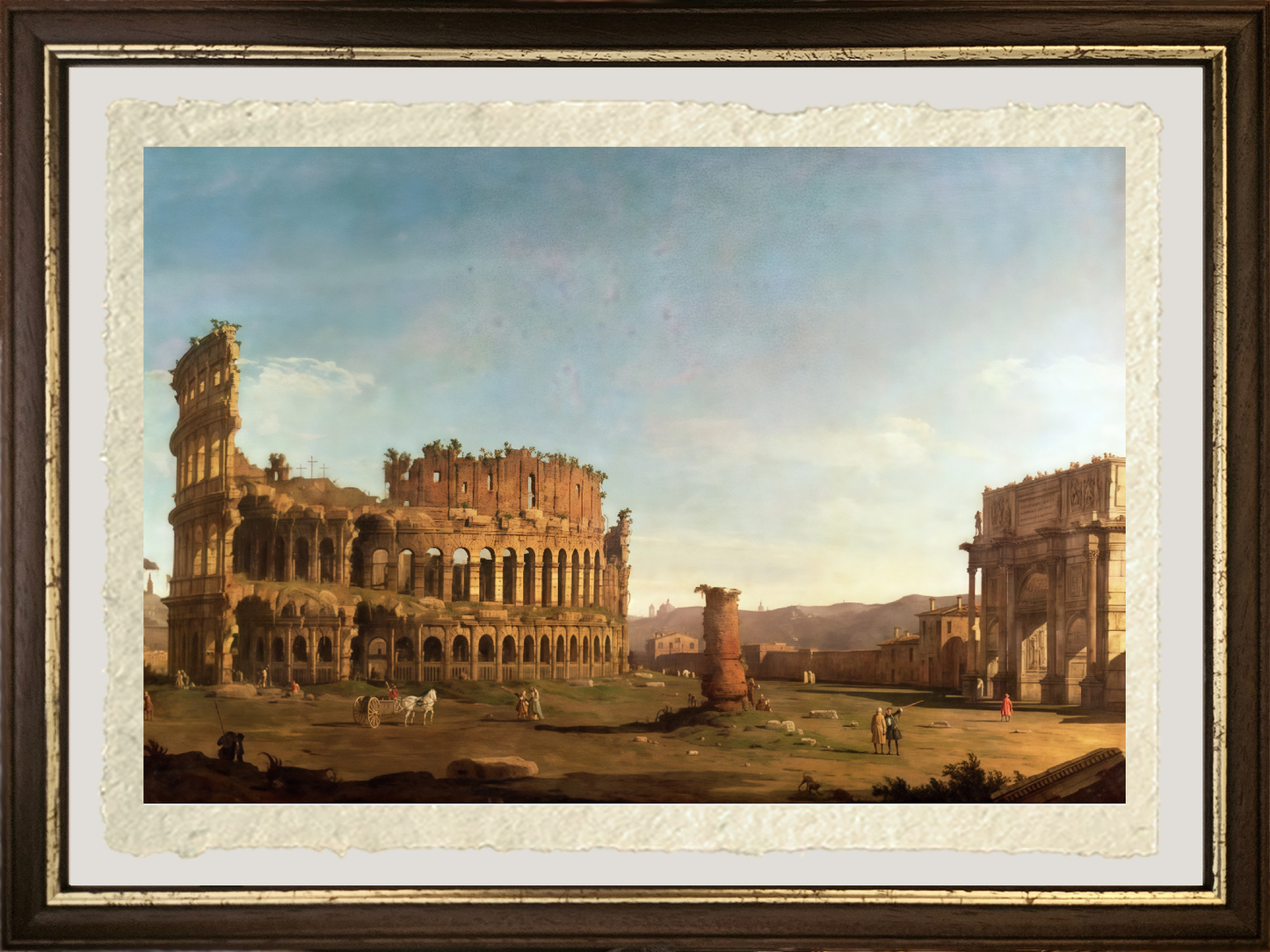 Dettaglio de Il Colosseo e l'arco di Costantino di Giovanni Antonio Canal detto Canaletto su carta Amalfi