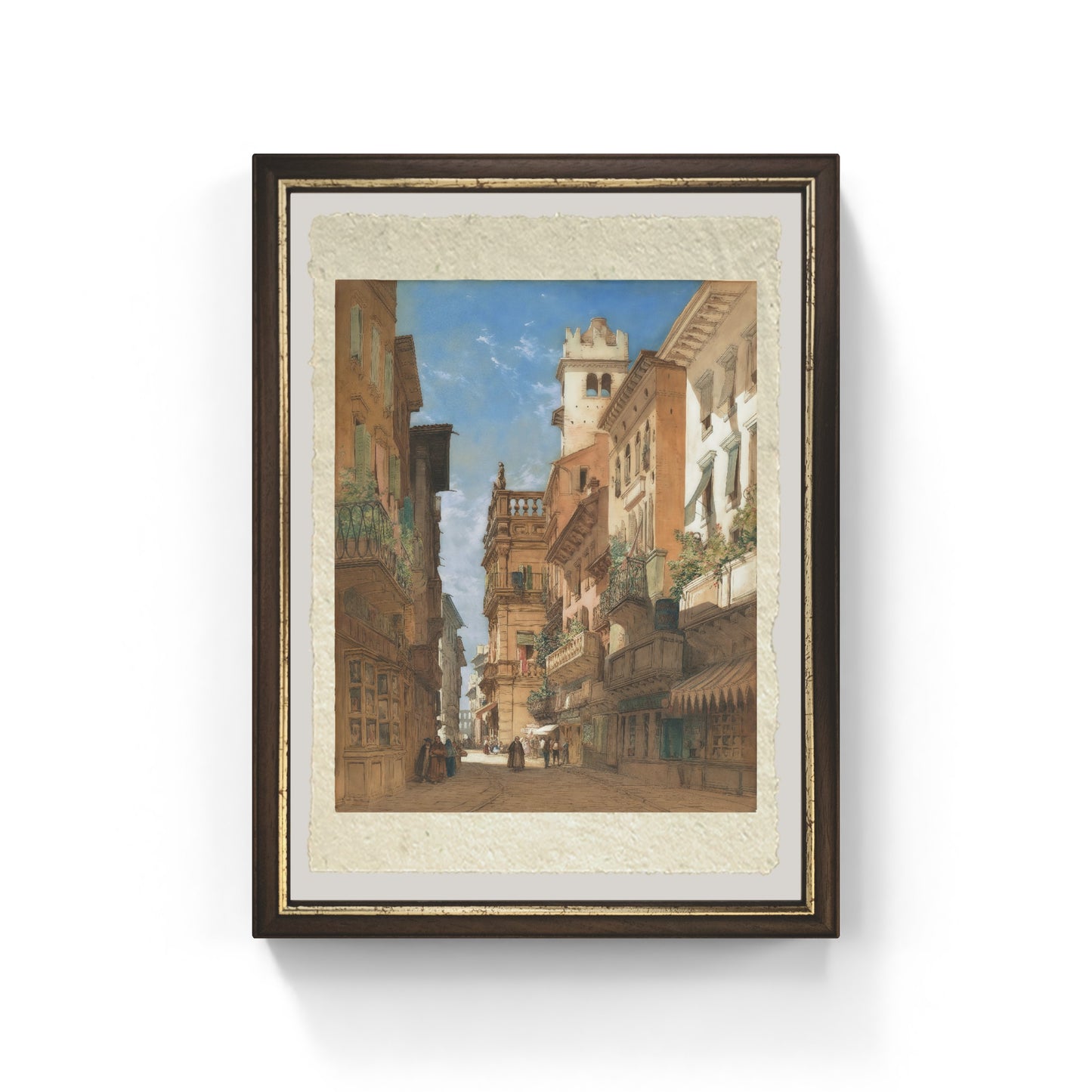 Corso Sant'Anastasia con il Palazzo Maffei a Verona di William Callow su carta Amalfi