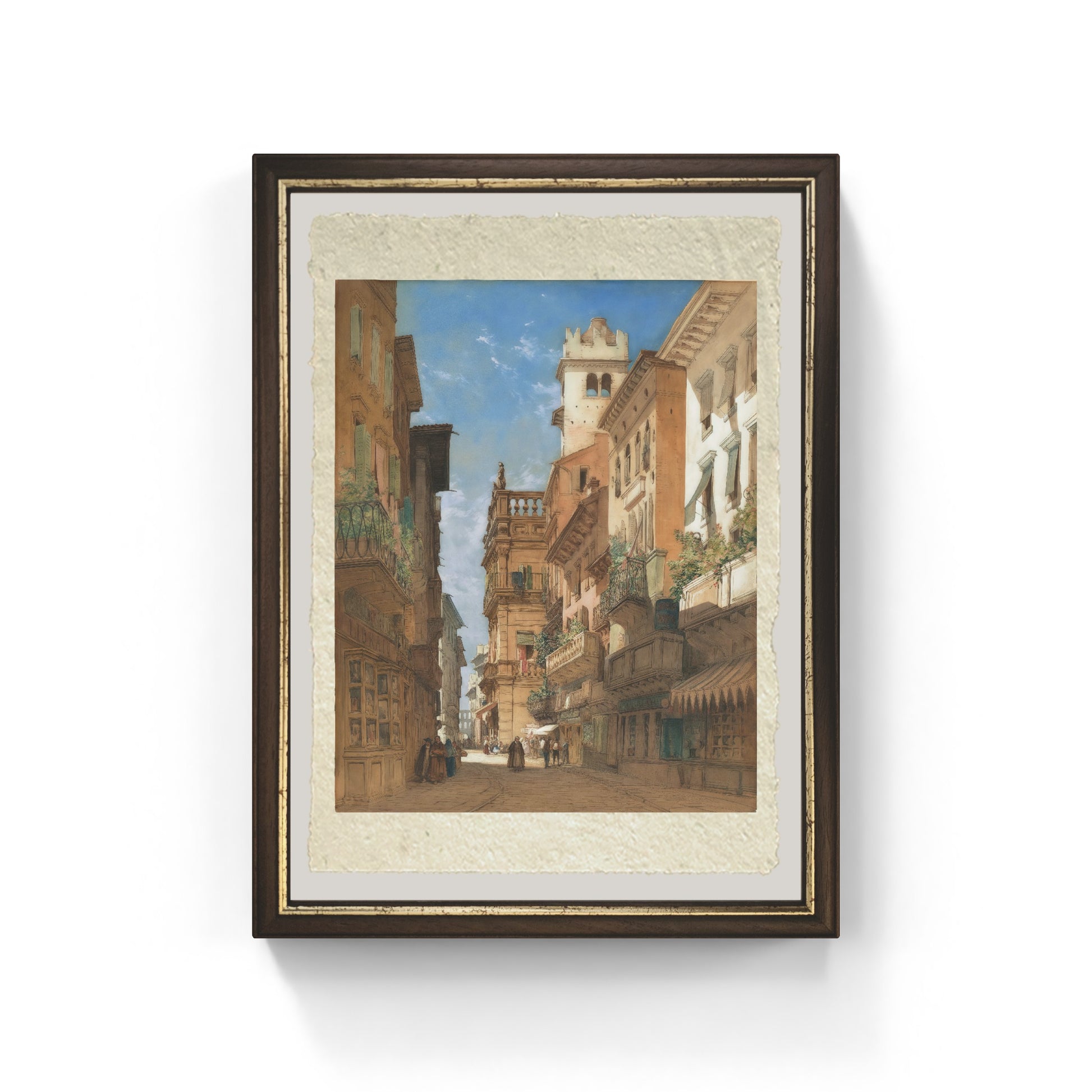 Corso Sant'Anastasia con il Palazzo Maffei a Verona di William Callow su carta Amalfi