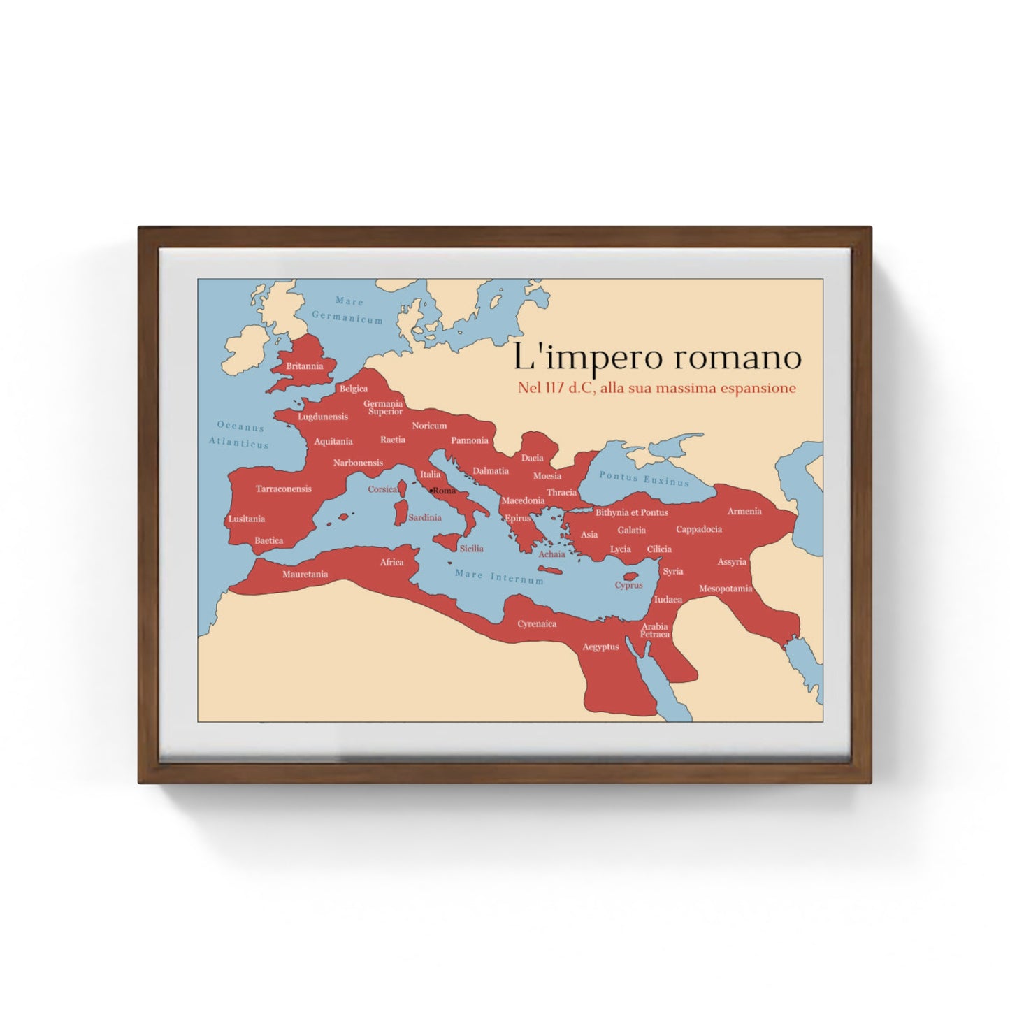 L'impero romano alla massima espansione. Mappa con le province