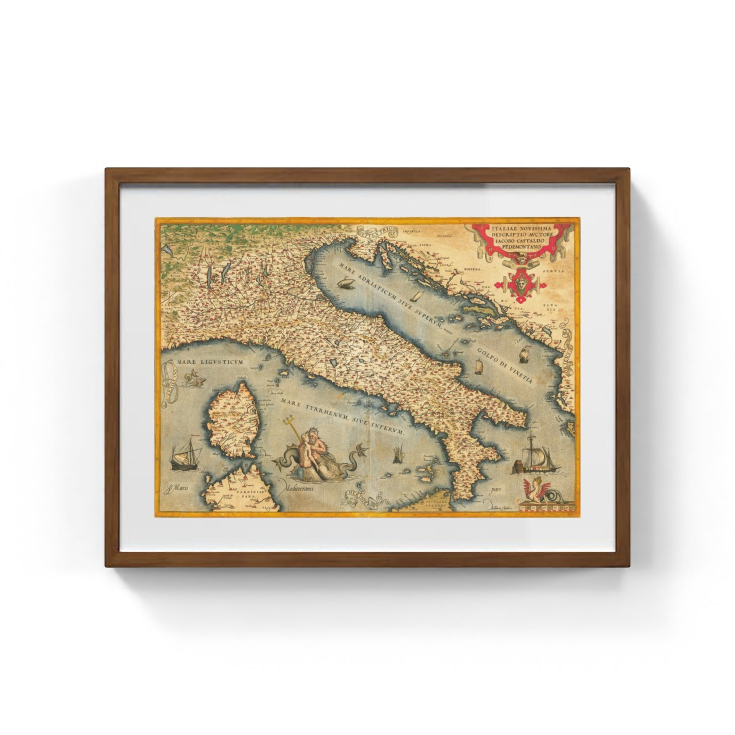Mappa decorativa dell'Italia di Abraham Ortelius