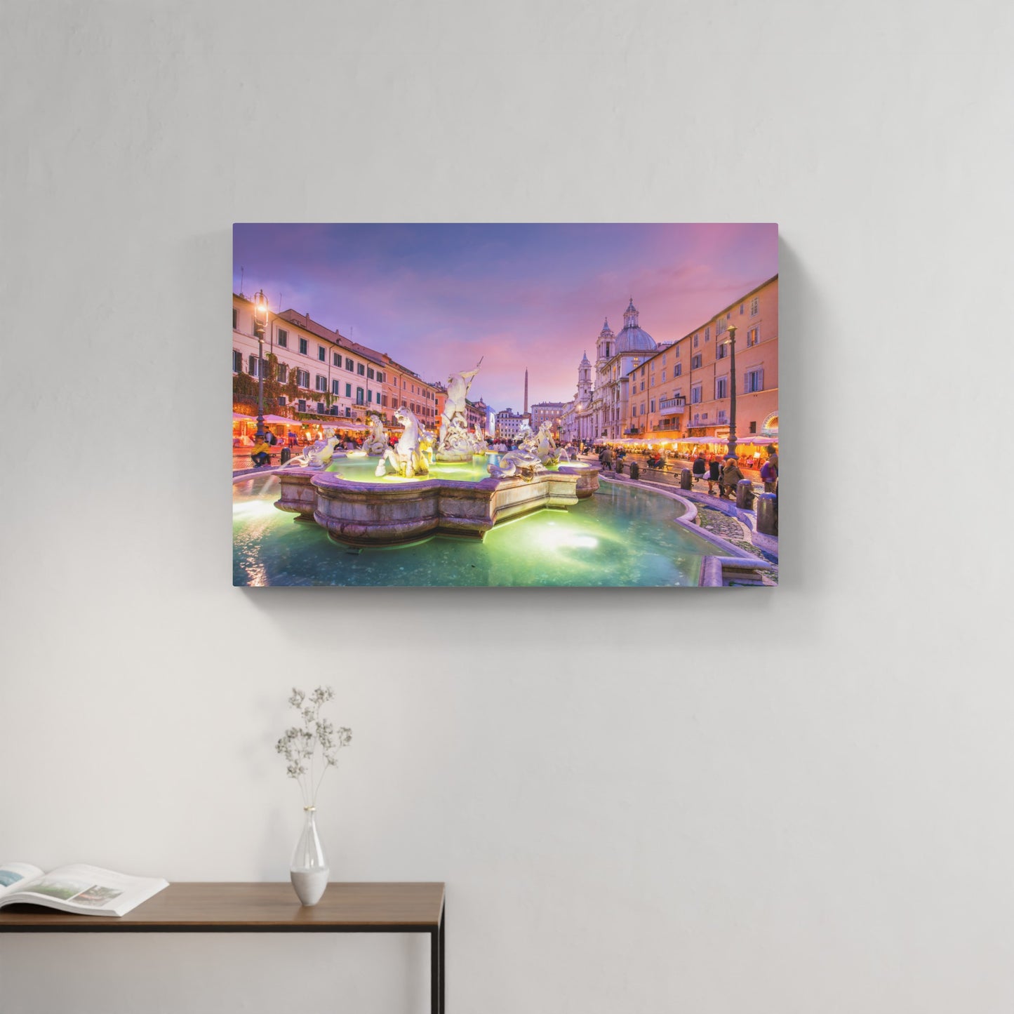 Fountain of the Four Rivers at sunset, Rome