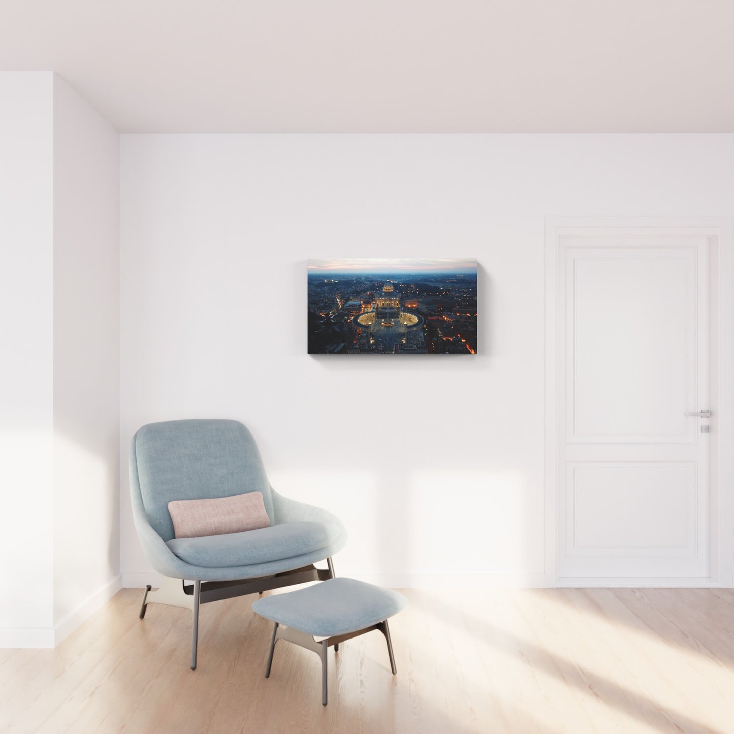 Aerial view of St. Peter's at night, Rome
