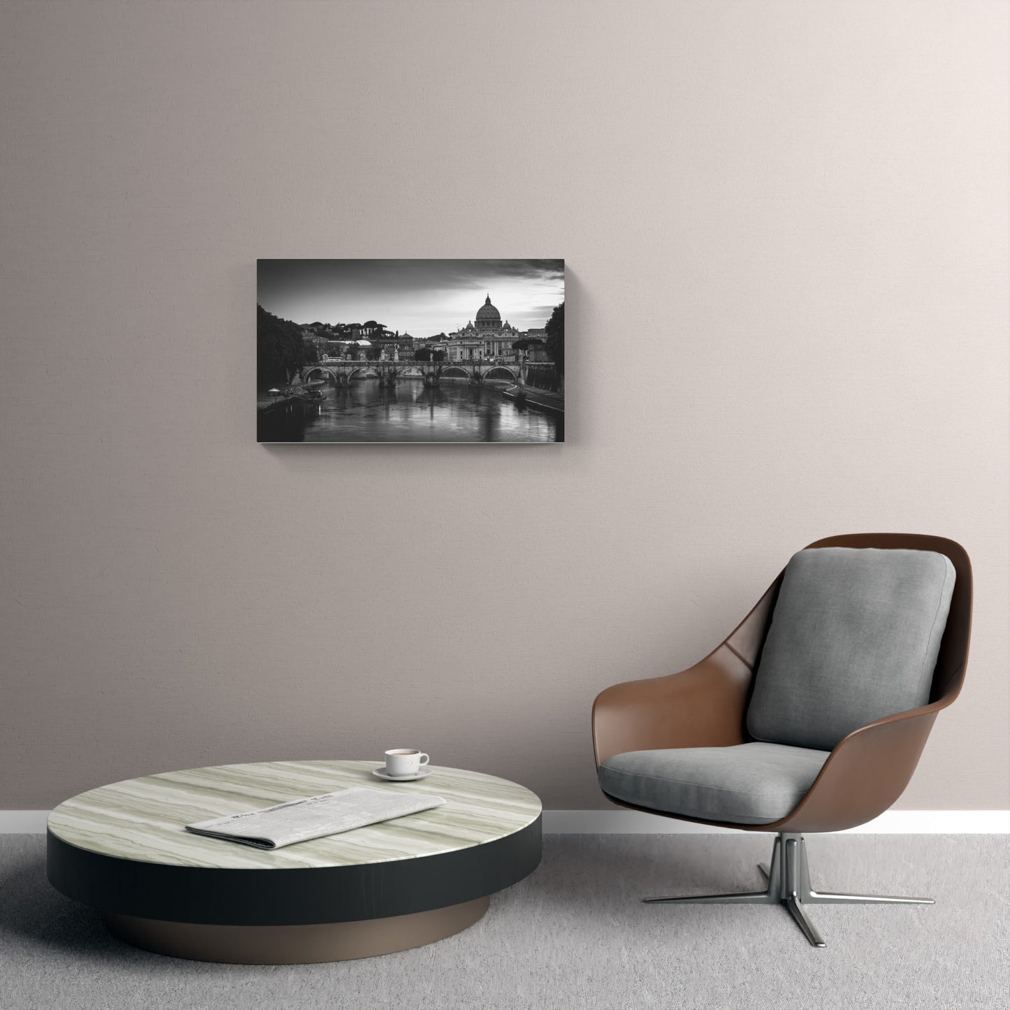 View of Rome in black and white