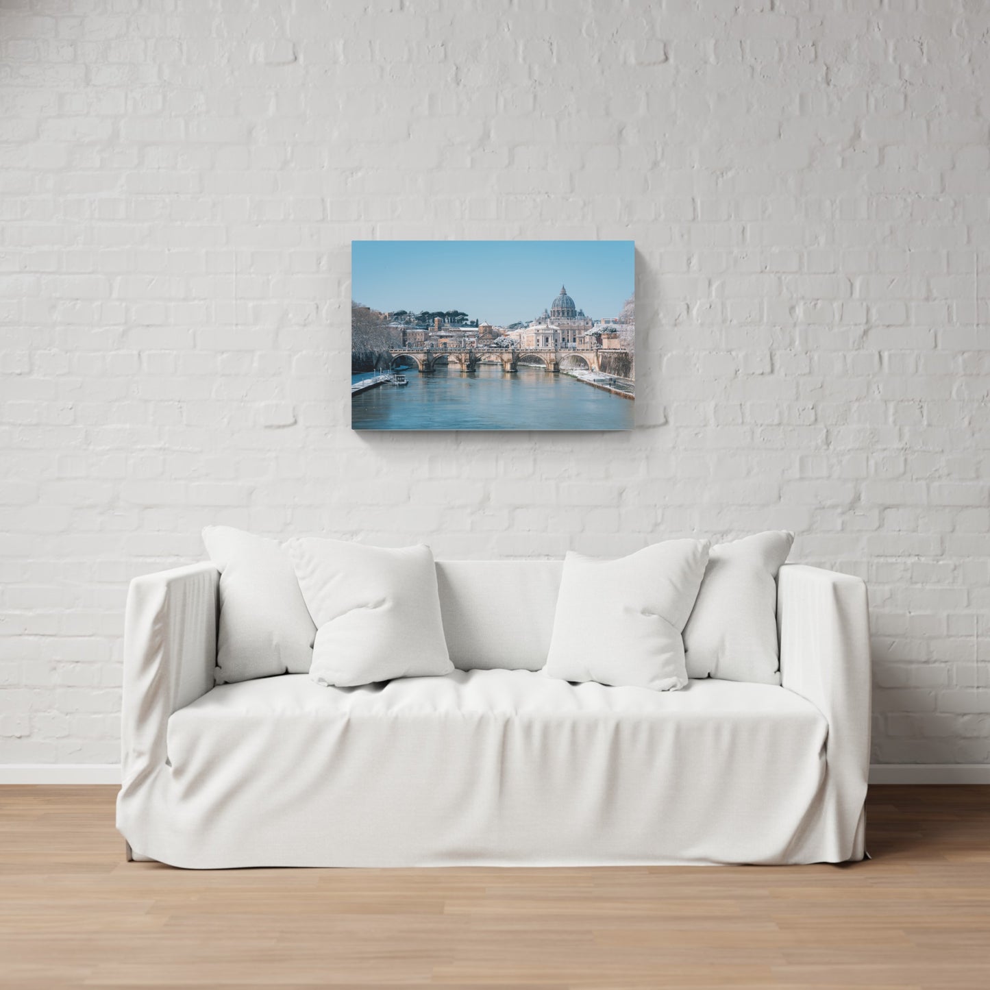 Sant'Angelo bridge covered in snow, Rome