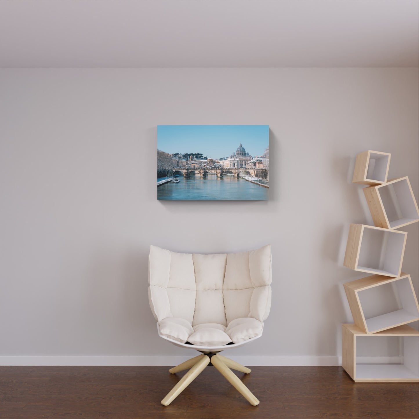 Sant'Angelo bridge covered in snow, Rome