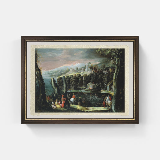Landscape with figures of ladies and knights by dell'Abate Niccolò