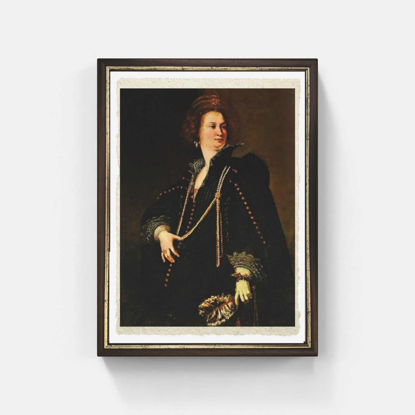 Portrait of a lady with a fan, Artemisia Gentileschi on refined Amalfi paper