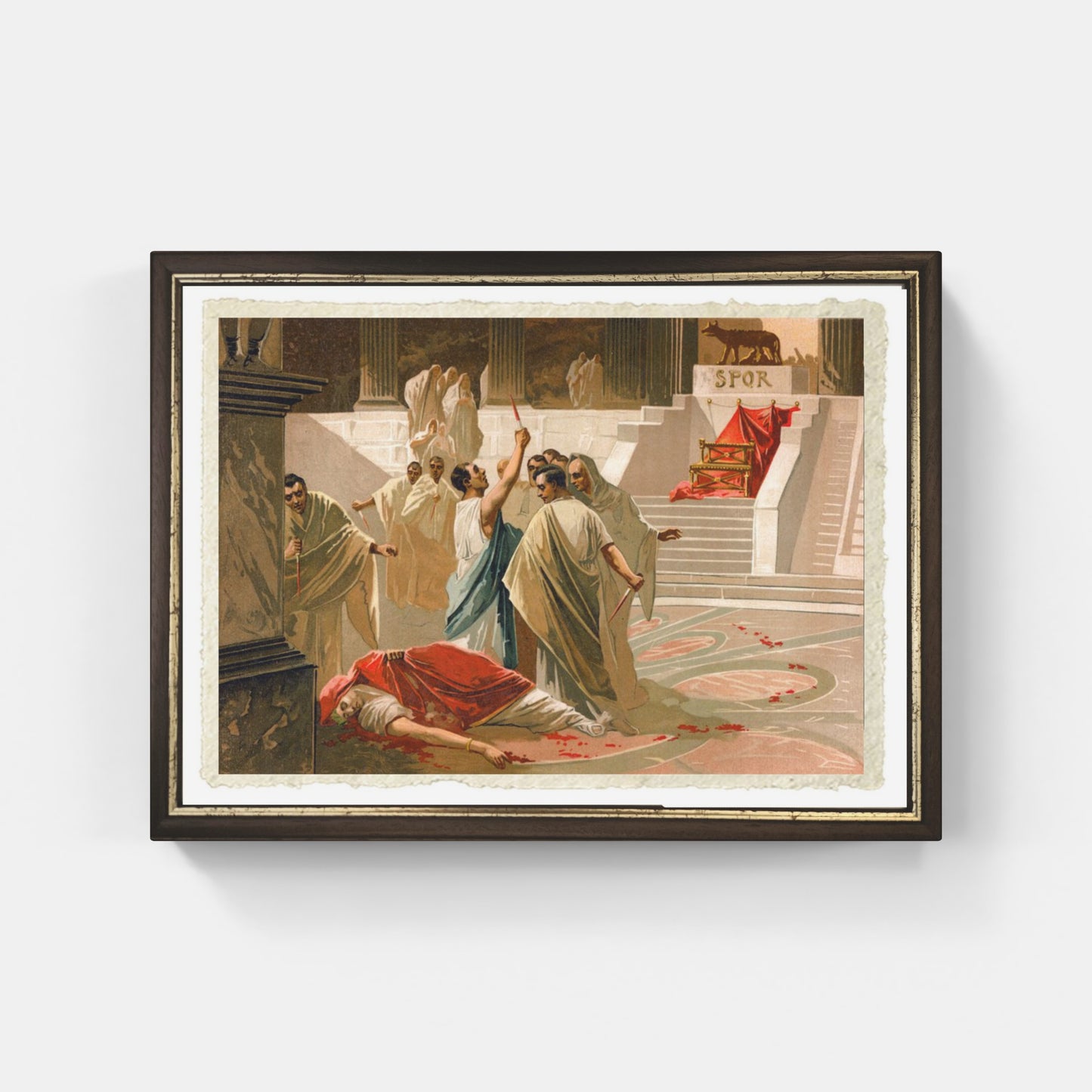 The assassination of Caesar, painting of the Spanish School