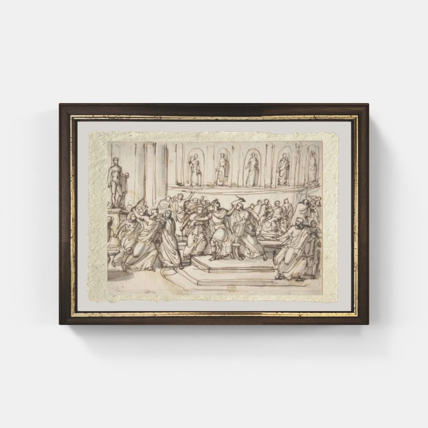 The assassination of Caesar by Vincenzo Camuccini, drawing on refined Amalfi paper