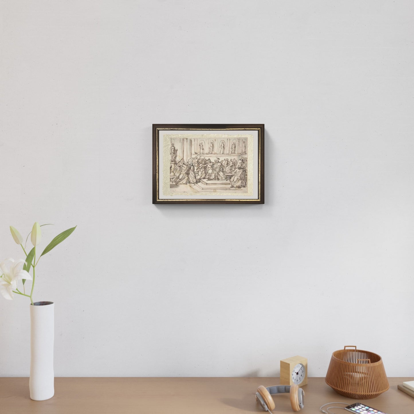 The assassination of Caesar by Vincenzo Camuccini, drawing on refined Amalfi paper