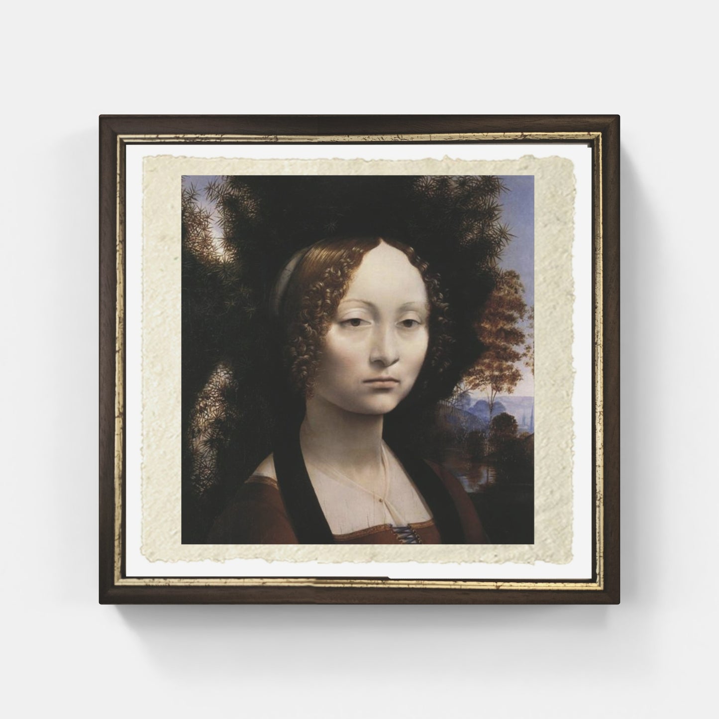 Portrait of Ginevra de' Benci by Leonardo da Vinci on refined Amalfi paper