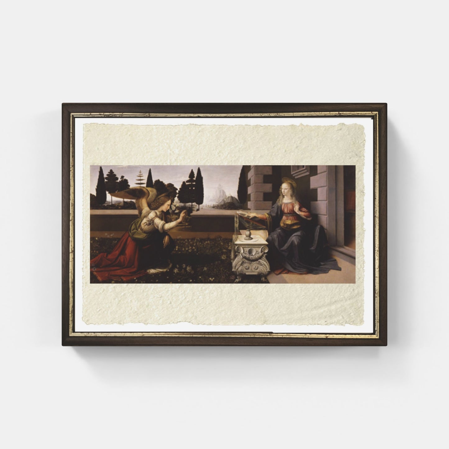 Leonardo Da Vinci's Annunciation on fine Amalfi paper