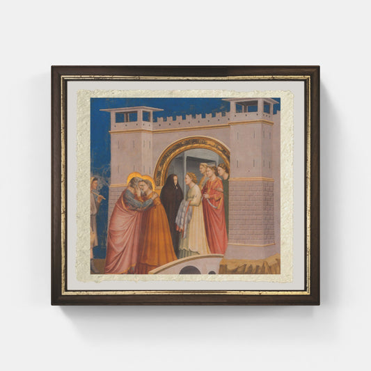 L'incontro di Gioacchino e Anna alla Porta Aurea di Giotto su pregiata carta Amalfi