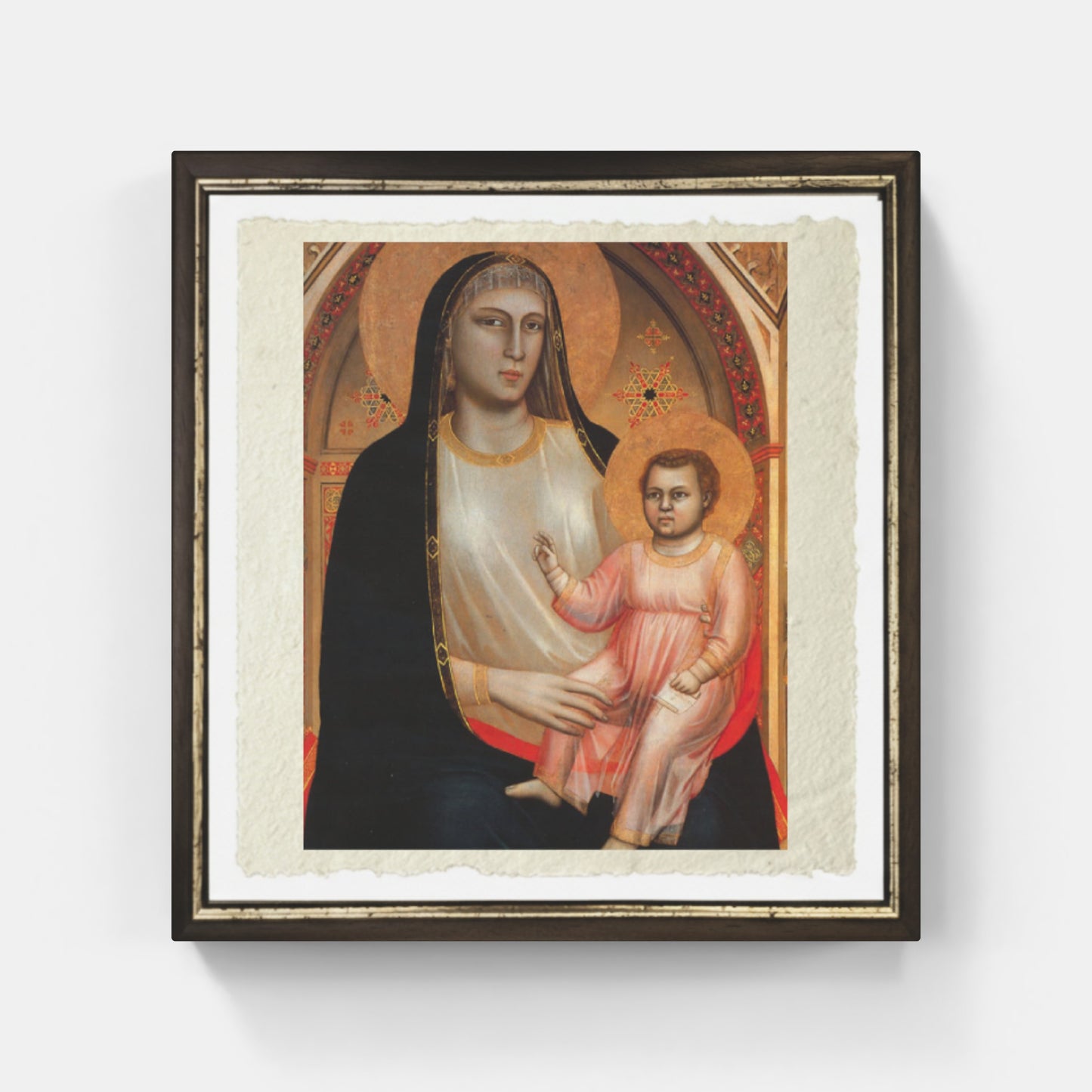 Maestà (Madonna d'Ognissanti) di Giotto su pregiata carta Amalfi