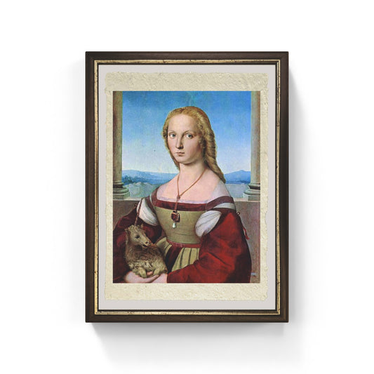 La Dama con il Liocorno di Raffaello Sanzio su pregiata carta Amalfi