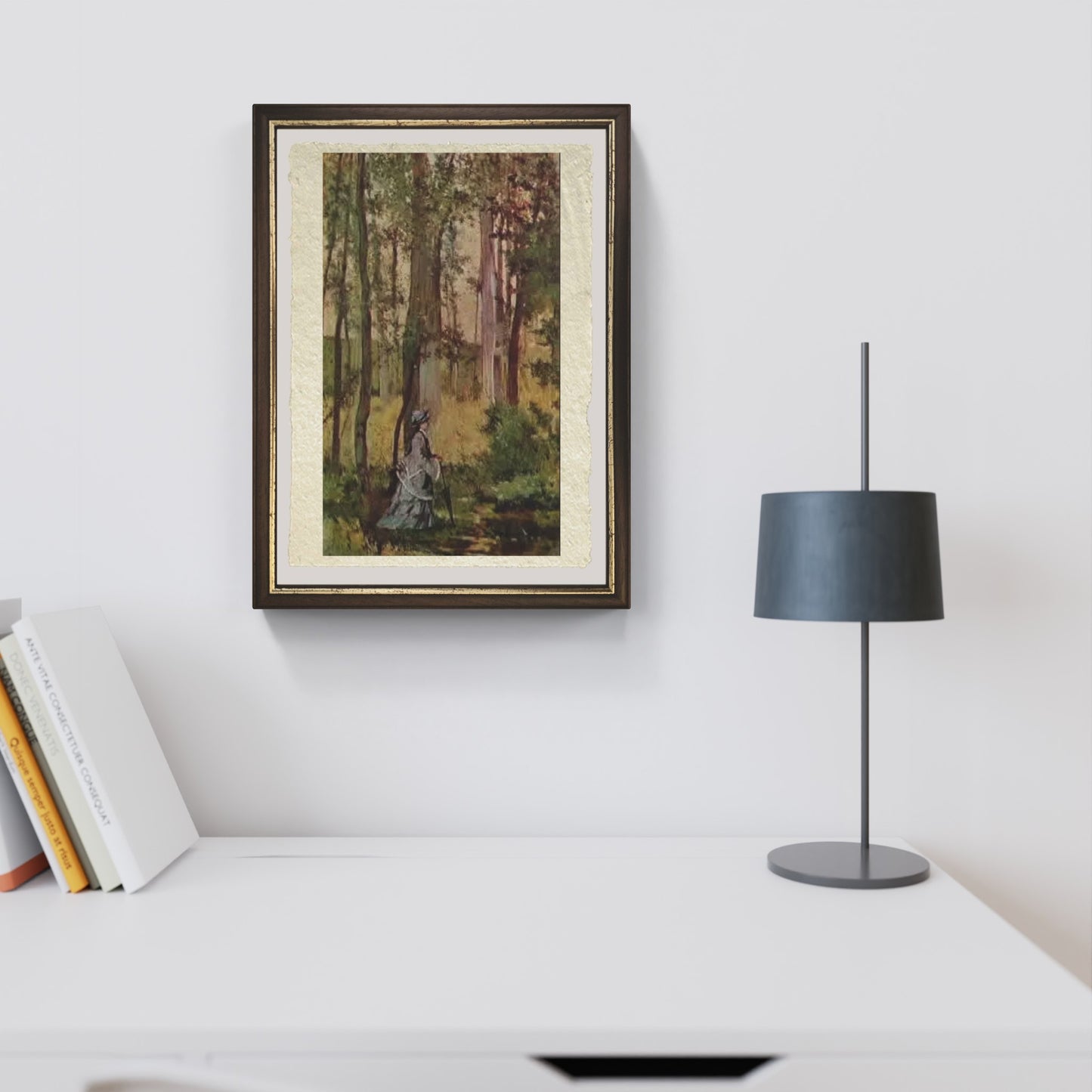 Signora in un bosco di Giovanni Fattori su pregiata carta Amalfi