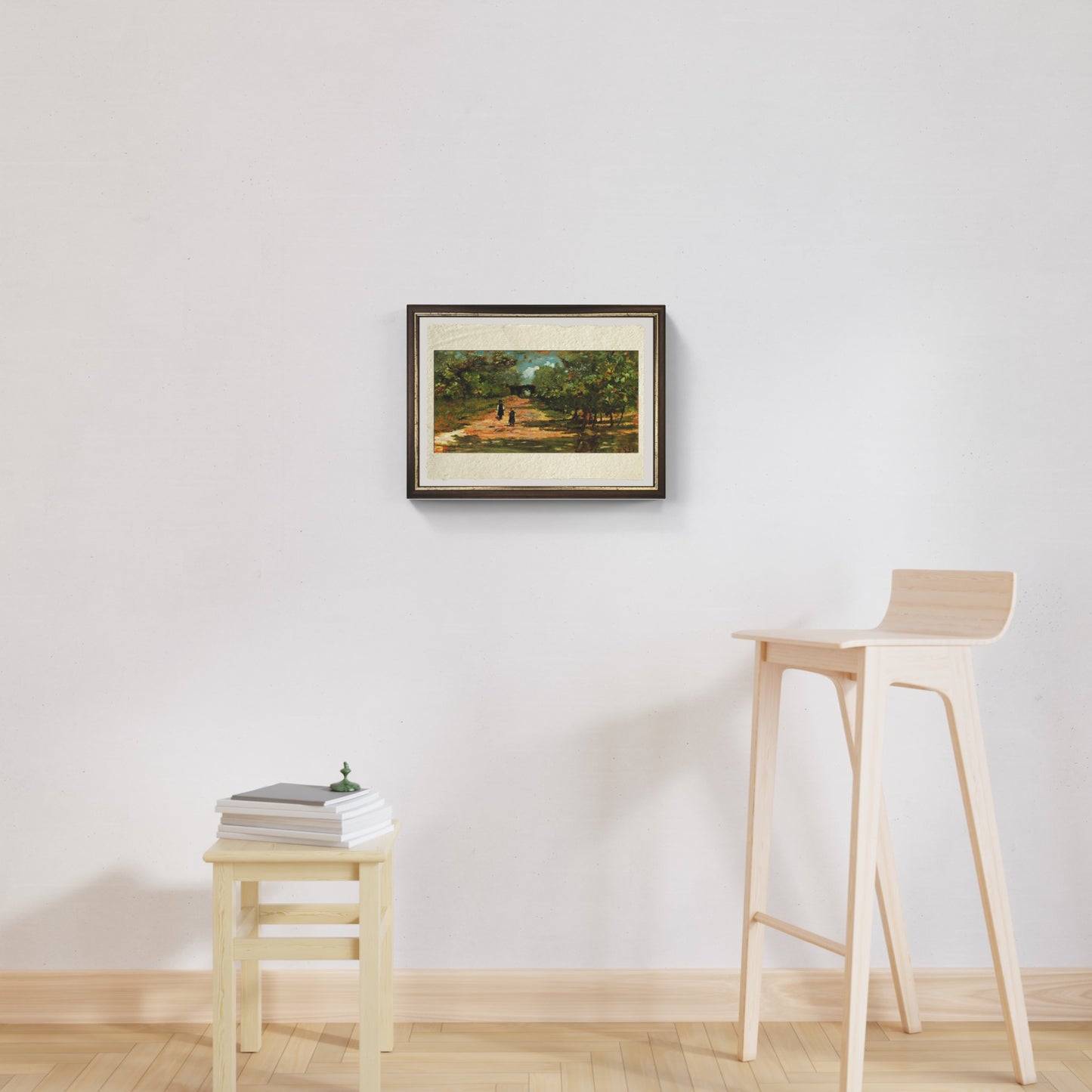 Il viale degli alberi con due figli di Giovanni Fattori su pregiata carta Amalfi