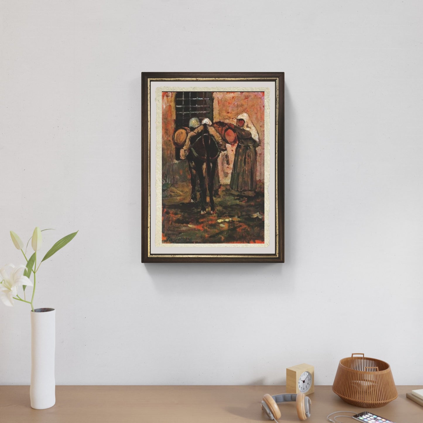 Suora con asino di Giovanni Fattori su pregiata carta Amalfi