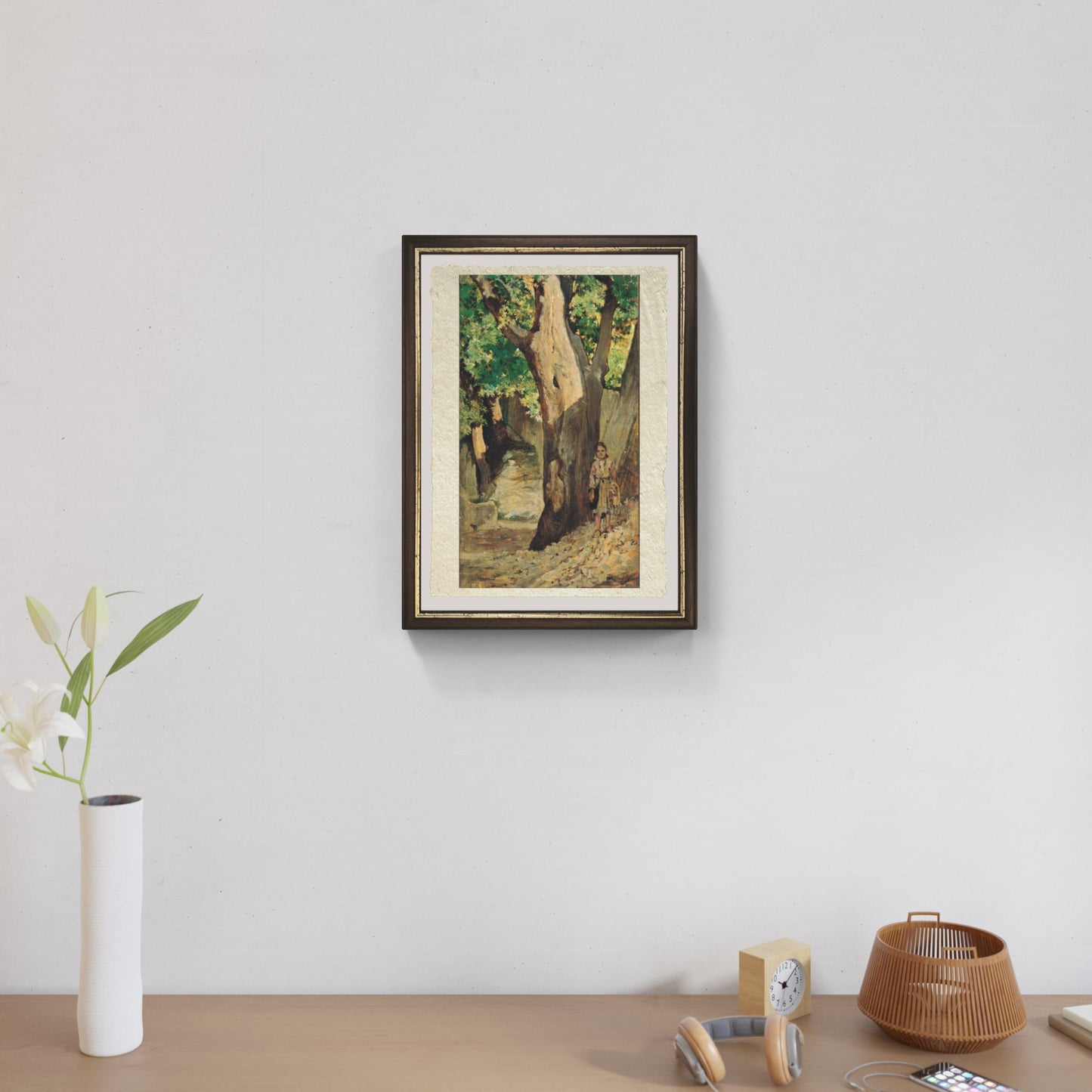 Bambina in un bosco di Giovanni Fattori su pregiata carta Amalfi