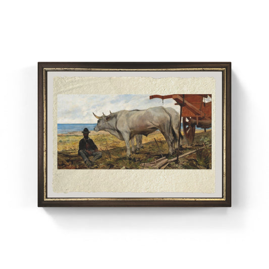 Il riposo, carro rosso di Giovanni Fattori su pregiata carta Amalfi